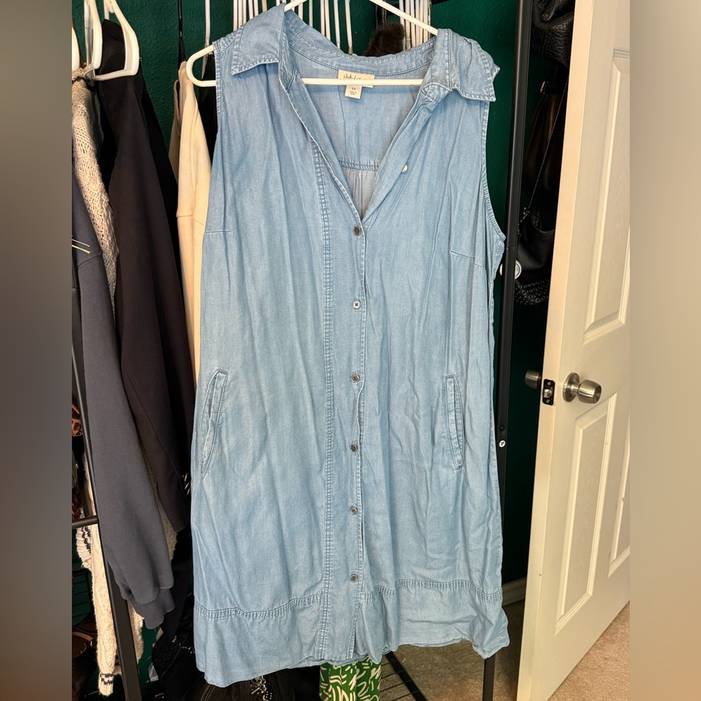 Style & Co. Light Blue Sleeveless Denim Midi Dress